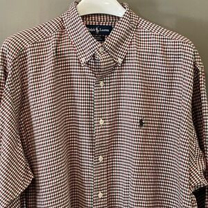 Ralph Lauren Blake Mens XL Gingham Check Button Down Shirt Red Green Relaxed Fit